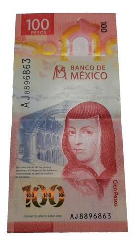 Billete $100 Sor Juana, Serie Aj 8896863