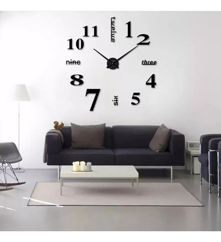 Reloj De Pared 3d Moderno De Cuarzo Y Acrílico Moda Color De La Estructura Negro