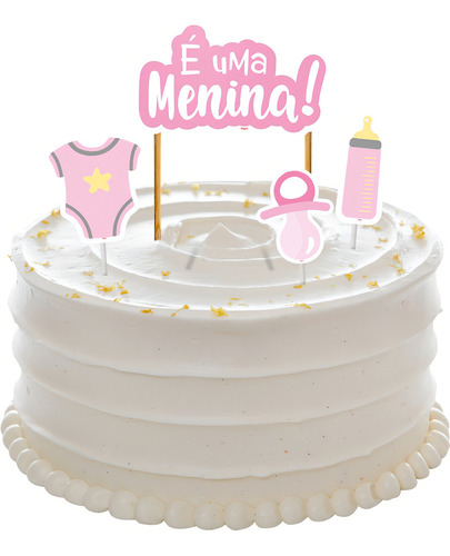 Topo Topper Decoração Bolo Festa Chá De Bebe Menina
