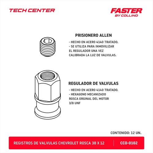Imagen 3 de 4 de Registros De Válvulas Chevrolet Chevy Rosca Orig 3/8 Collino