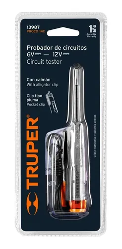 Tester Corriente Directa Con Caimán De 14 Cm Truper