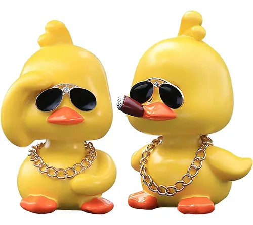 Set De 2 Patos De Goma Amarillos Para Decorar El Coche, Juguetes De Baño Flotantes Con Accesorios Como Sombreros, Collares Y Gafas, Perfectos Para Niños