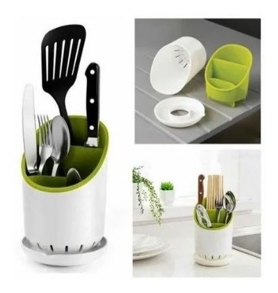 Imagen 3 de 7 de Organizador Escurridor De Cubiertos Con Drenaje Cocina