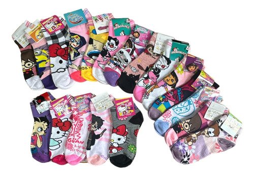 12 Pares Tin De Caricaturas Para Niña Originales.