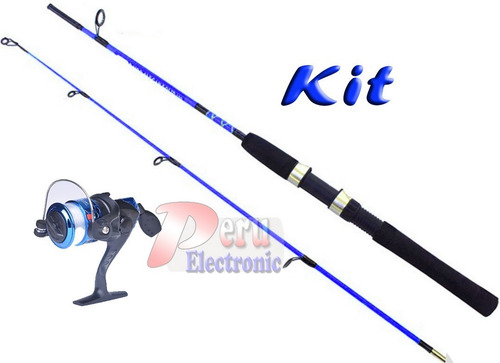 Kit Caña De Pescar 1.2m Carrete Anzuelos Caña 2 Cuerpos