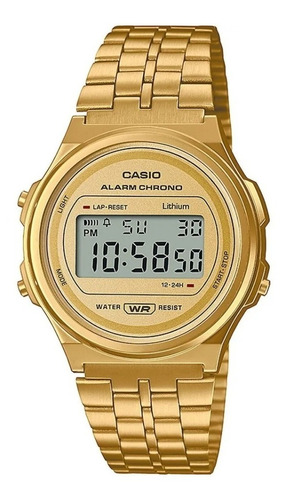 Reloj Casio Hombre Mujer A171weg 9a Ø36.6mm Vintage -impacto Malla Dorado Bisel Dorado Fondo WEG-9A