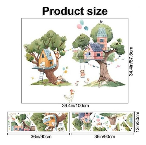 2 Pcs Pegatinas De Pared De Árbol De Dibujos Animados Calcom