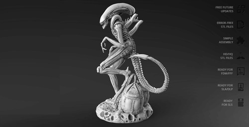 Alien Pelicula Figura Modelo Digital Stl Para Impresion 3d