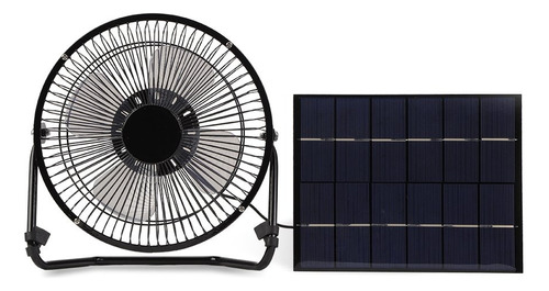 Mini Ventilador Usb Metalico Portatil 20cm + Panel Solar Usb