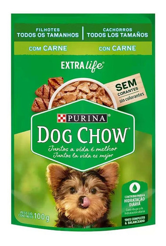 Sachê Dog Chow Cães Filhotes R Peq Carne Arroz 100g - 5un