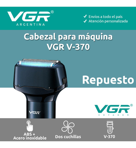Repuesto Cuchilla Afeitadora Eléctrica Vgr V-370 Patillera Color Verde