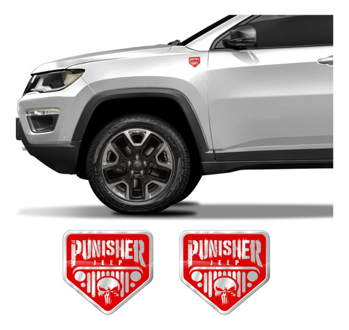 Emblema Punisher Jeep Renegade Compass Wrangler Aço Inox