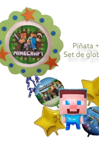 Piñata Minecraft +globos 