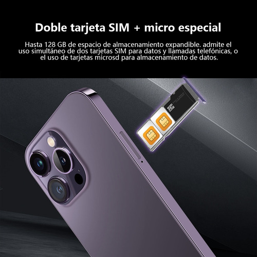 Teléfonos Inteligentes Android 4g I14 Pro De 6.8 En Ram1gb Y Rom8gb Púrpura