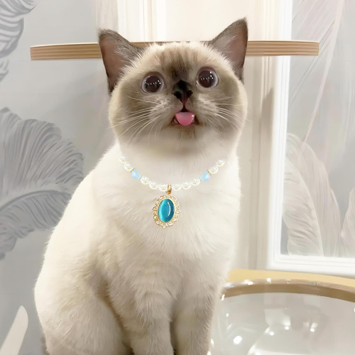 Collar De Gato Con Perlas Teumessian, Collares Ajustables De