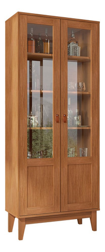 Cristaleira Com Portas De Vidro Sala De Jantar Liria Cedro Cor Marrom