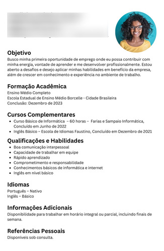 Currículo Profissional Personalizado Feito