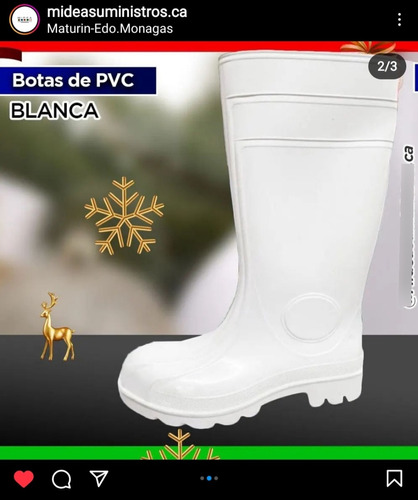 Bota De Goma / Pvc / Plastica Blanca Con Punta De Hierro 