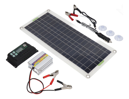 Kit De Panel Solar Portátil 12v 30w 220w Controlador Inverso