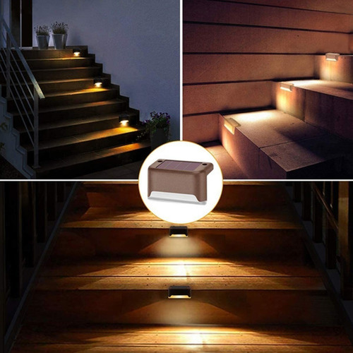 Luz Led Solar Impermeable Escalera Patio Sendero Calida