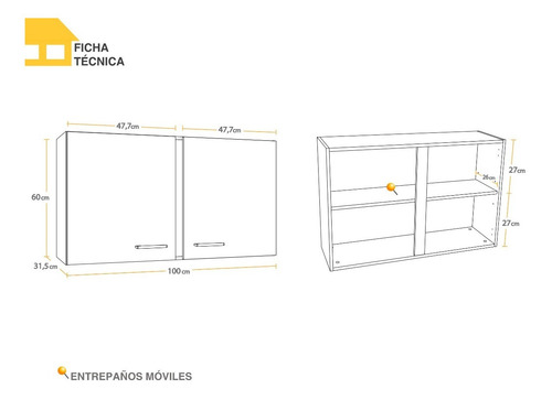 Imagen 6 de 10 de Mueble Aéreo 2 Puertas Casa Lista Útil Cocina