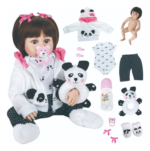 Brastoy Muñecas Panda De Silicona Bebé Reborn Princesa 48cm