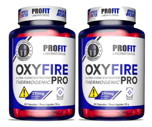 2x Oxy Fire Pro - 60 Capsulas Cada - Profit Labs Sabor Sem Sabor