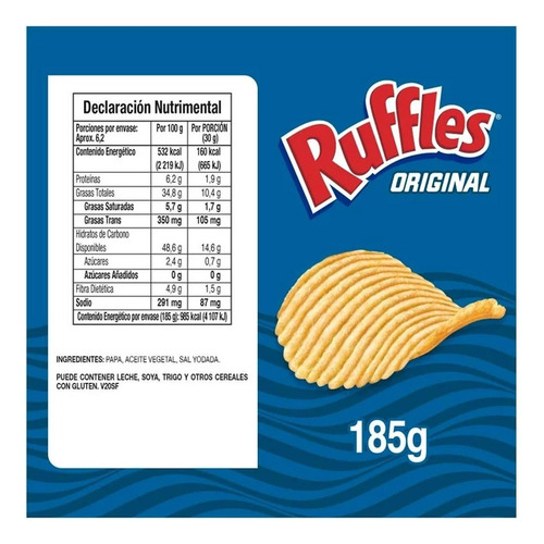 Papas Sabritas Ruffles Original Con Sal 185 G (3 Piezas)