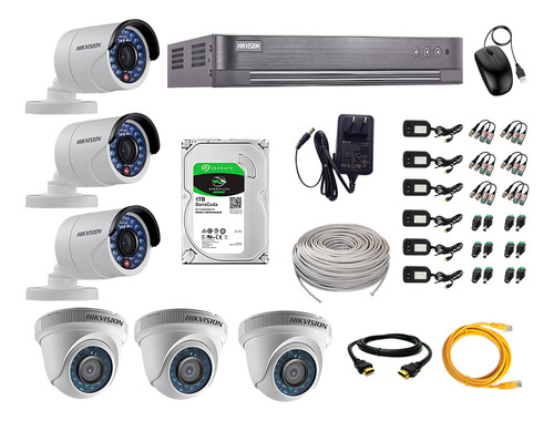 Kit 6 Camaras De Seguridad Hikvision Full Hd 1080p Completo