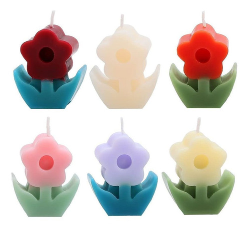 Agouseng Juego 6 Vela Perfumada Hecha Forma Flor Sin Spa