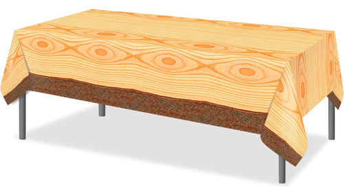 1 Mantel Redondo De Plástico De Grano De Madera Para Fiesta,