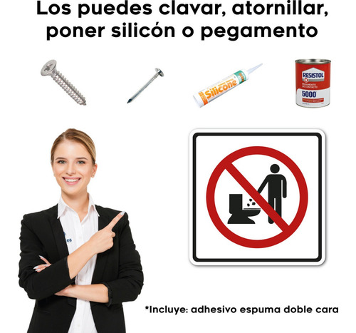 Imagen 4 de 6 de Señalamiento Letrero Icono No Tirar Papeles Al Wc 20x20