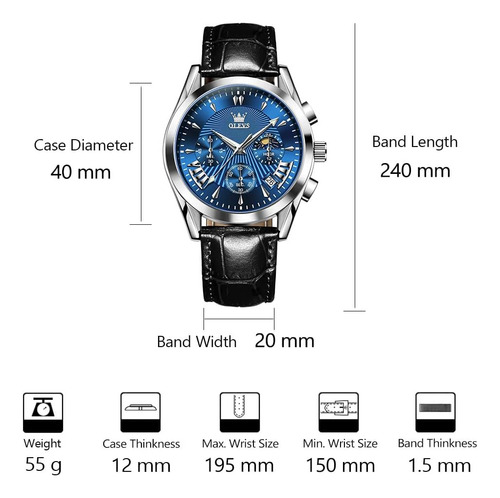Olevs Reloj Redondo Para Hombre Con Esfera Grande, Correa De