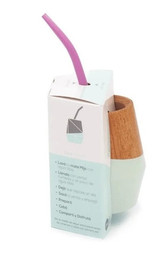 Imagen 4 de 5 de Mate Mijo Con Bombilla - Madera De Caldén - Colores