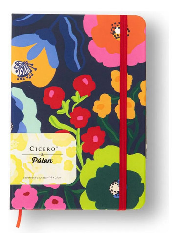 Caderneta Cicero Polen Pautado 14x21 Flores Marinho