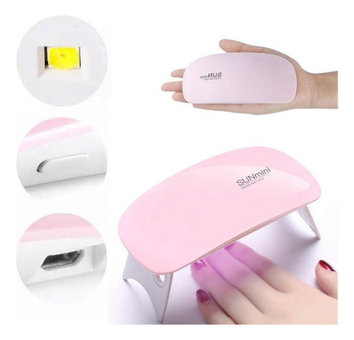 Cabina para uñas SUNminiSun 2 UV LED 6W rosa 220V