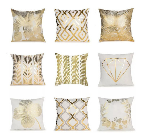 Imagen 5 de 9 de Fundas Para Cojines Con Estampados Dorados 45x45cm X Unidad