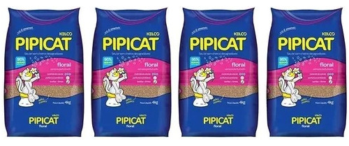 Combo 4 Pacotes Areia Perfumada Para Gato Pipicat Floral 4kg