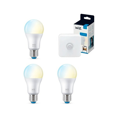 Lampara Led Bl Cálido/frío Wiz Wifi 8w E27 X 3 + Sensor Wiz