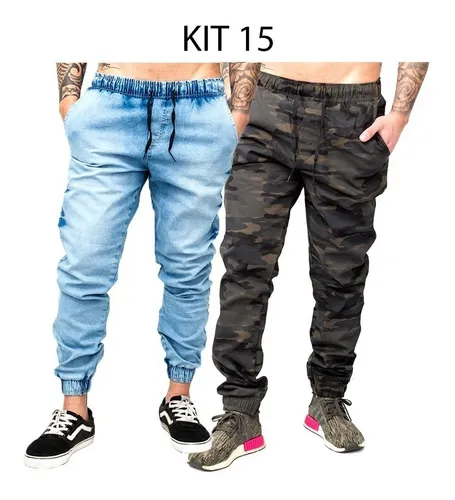 Calça jean camuflada sales