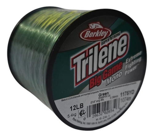 Sedal Linea 12lb Berkley Trilene Monofilamento Pesca Verde Oscuro