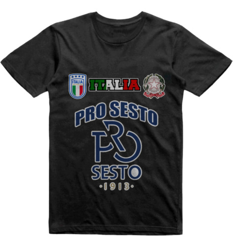 Remera Infantil Negra Pro Sesto Calcio 1913 Italia