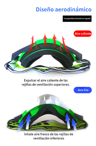 Gafas De Snowboard Motocross Esquí Moto Goggle Protección Uv Lente Azul Claro Armazón Azul