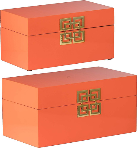 Caja Decorativa Naranja, Juego De 2, Dimensiones: 11,4 ...