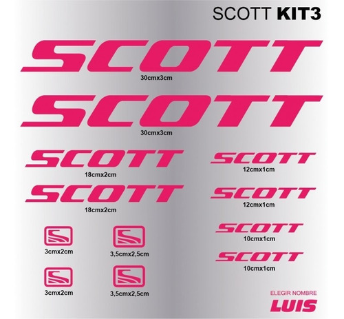 Scott Kit3 Sticker Calcomania Para Cuadro De Bicicleta Bici