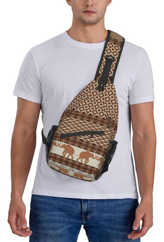 Bandolera De Pecho Con Estampado Geométrico Y Elefante Para Hombre