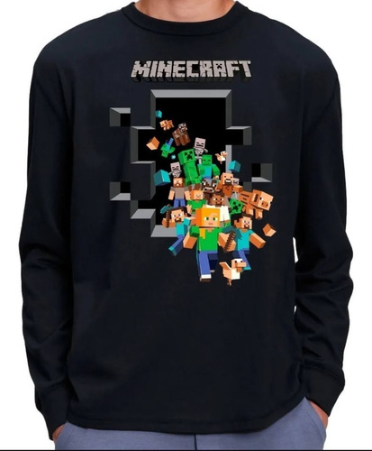  Camiseta Remera Adulto Manga Larga Minecraft En 4  Diseños