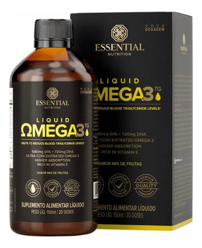 Super Omega 3 Tg Liquid 150ml-essential+brinde Coenzima Q10 Sabor Neutro