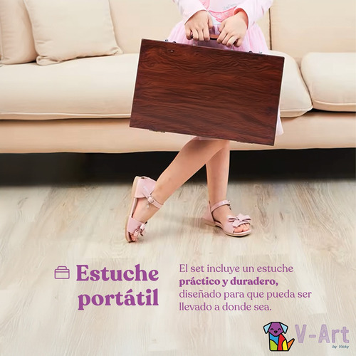 Set Arte Infantil Dibujo Maletin Madera Valija Pintura X 130
