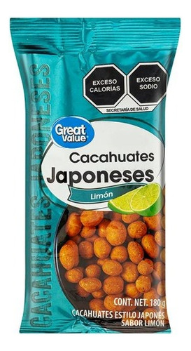 10 Pza Cacahuates Japoneses Great Value Limón 180 G
